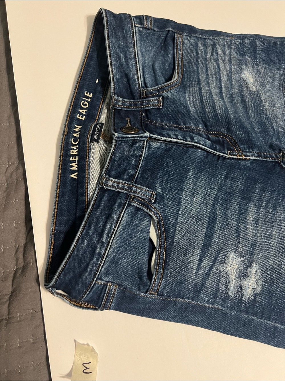American Eagle Outfitters Women's Slim Distressed Dark Blue Jeans